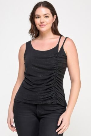 Plus Size Sleeveless Top With Subtle Shimmer Plus Size Sleeveless Top With Subtle Shimmer