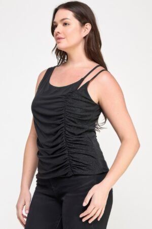 Plus Size Sleeveless Top With Subtle Shimmer Plus Size Sleeveless Top With Subtle Shimmer