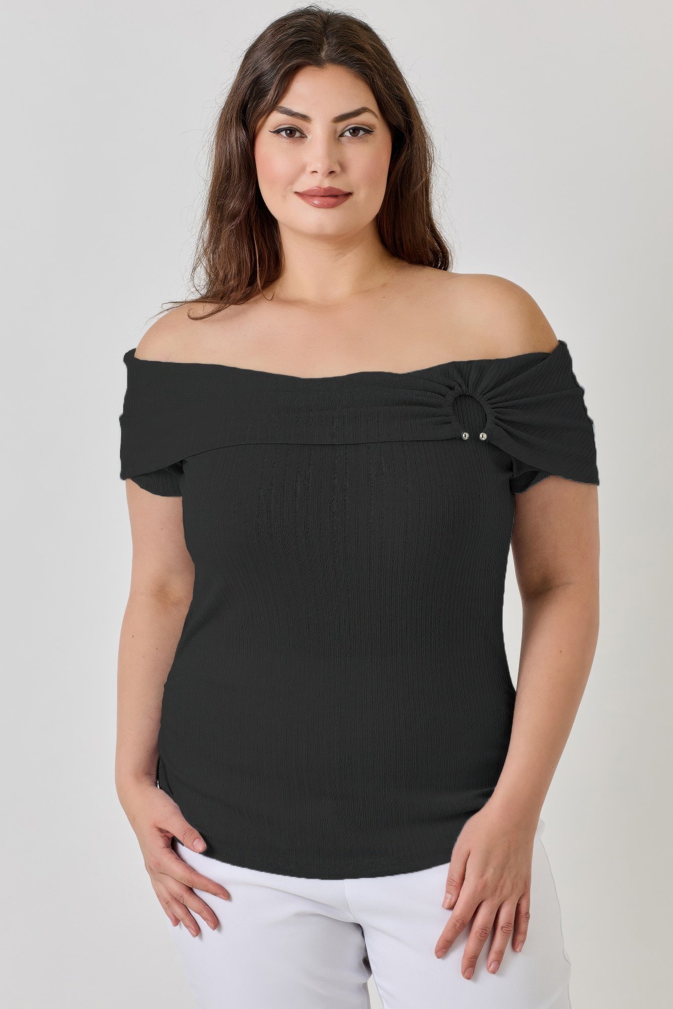 CC60016a.jpg Plus Size Ots Pointelle Knit Rib Fold Over Top - Image 1