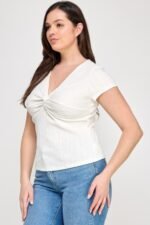 Plus Size Variegated Knit Rib Twist Front Top - Image 6