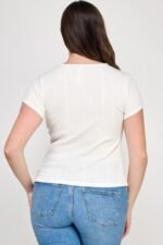 Plus Size Variegated Knit Rib Twist Front Top - Image 8