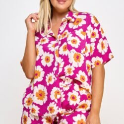 Plus Button Down Shirt And Shorts Set