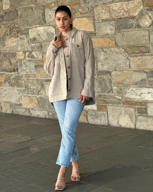 oversized corduroy shacket button down utility