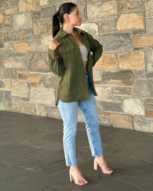 Oversized Corduroy Shacket Button Down Utility