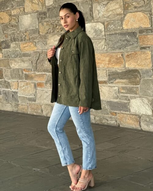 oversized corduroy shacket button down utility