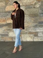 Oversized Corduroy Shacket Button Down Utility - Image 12