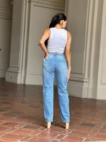 Medium Wash High Rise Jeans With Distress And Rips - Image 7