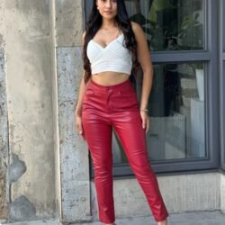 High Waisted Faux Leather Pu Skinny Jeans