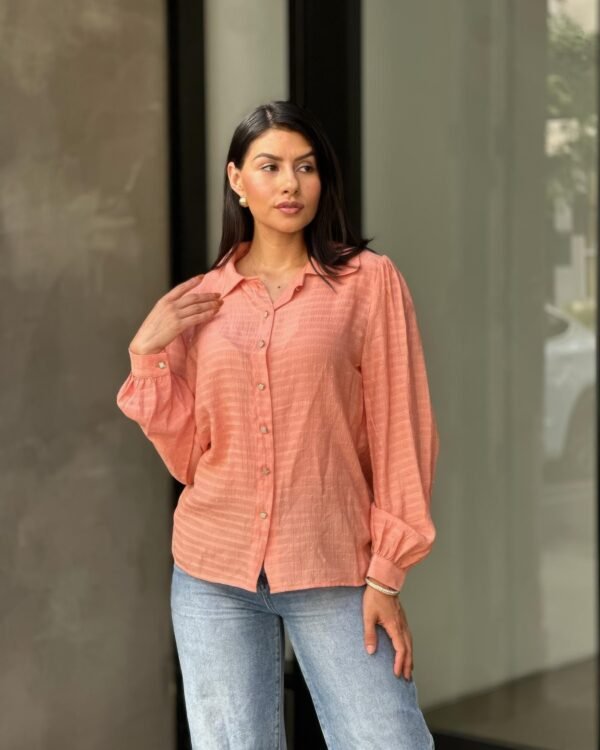 Collar Button Down Rhine Stone Detail Blouse