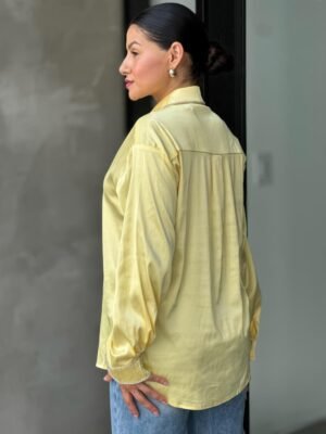 Rhinestone Diamond Lined Button Down Satin Blouse Rhinestone Diamond Lined Button Down Satin Blouse