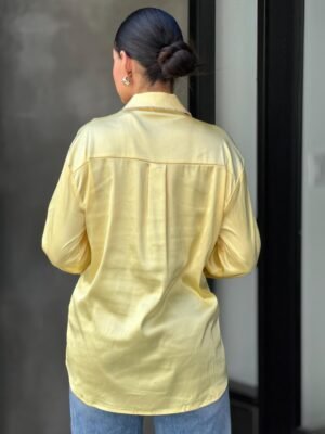 Rhinestone Diamond Lined Button Down Satin Blouse Rhinestone Diamond Lined Button Down Satin Blouse