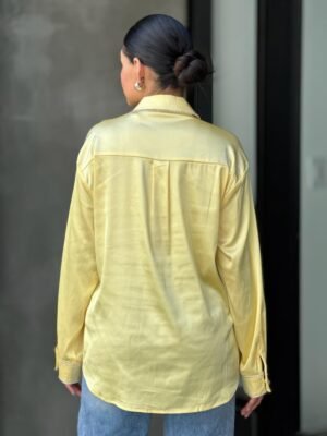 Rhinestone Diamond Lined Button Down Satin Blouse Rhinestone Diamond Lined Button Down Satin Blouse