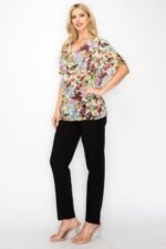 Sheer Neon Floral Cowl Neck Whimsgoth Relaxed Top - Image 4