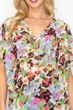 Sheer Neon Floral Cowl Neck Whimsgoth Relaxed Top - Image 7