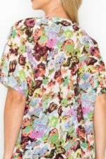 Sheer Neon Floral Cowl Neck Whimsgoth Relaxed Top - Image 9