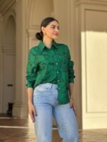 Face Print Long Sleeve Button Down Blouse - Image 11