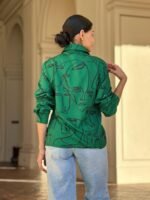 Face Print Long Sleeve Button Down Blouse - Image 17