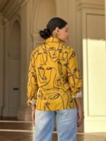 Face Print Long Sleeve Button Down Blouse - Image 8