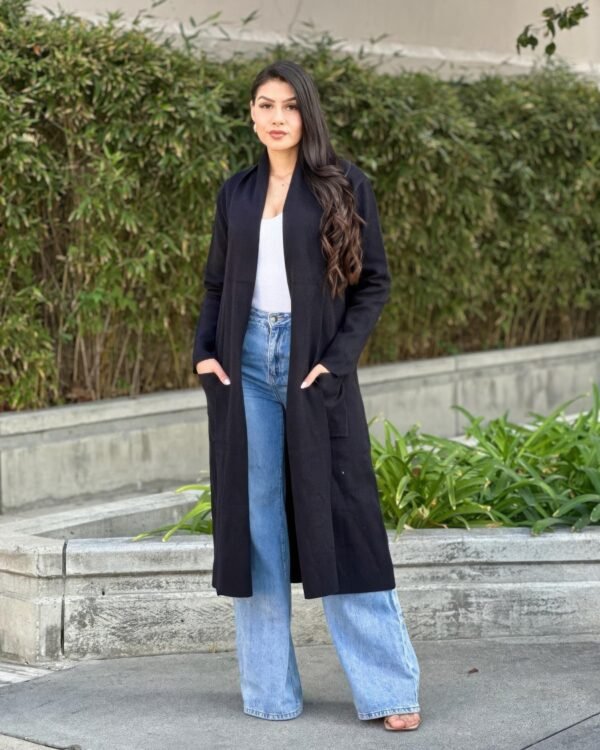 Clover Fine Knit Midi Cardi Cardigan With Pockets