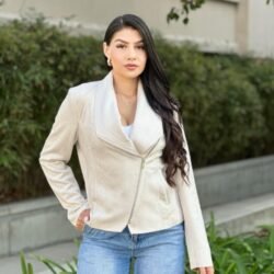 Women's Suede Moto Biker Jacket – Asymmetric Zip