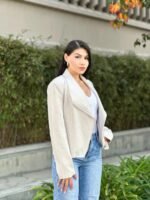 Women's Suede Moto Biker Jacket – Asymmetric Zip - Image 6