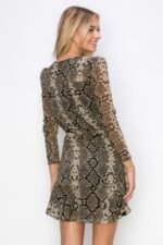 Woman Side Ruched Wrap Snake Print Mini Dress - Image 10