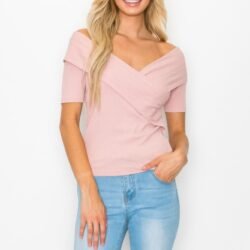 Off The Shoulder Crisscross Ribbed Top