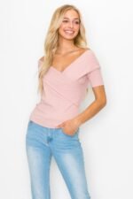Off The Shoulder Crisscross Ribbed Top - Image 3