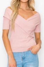 Off The Shoulder Crisscross Ribbed Top - Image 4