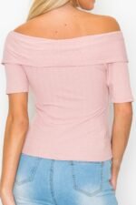 Off The Shoulder Crisscross Ribbed Top - Image 9