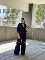 Casual Wide Leg Pants & Long Sleeve Front Tie Set - Image 4