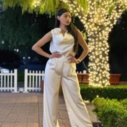 Pants & Flower Sleeveless Top Set