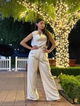 Pants & Flower Sleeveless Top Set