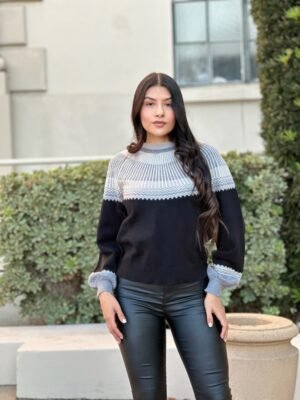 Neutral Color Block Knit Pull Out Sweater Neutral Color Block Knit Pull Out Sweater