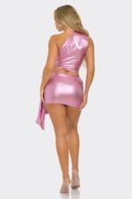 Metallic One Shoulder Crop Top Set - Image 6