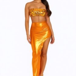 Metallic Sequin Crop Top & Skirt Set