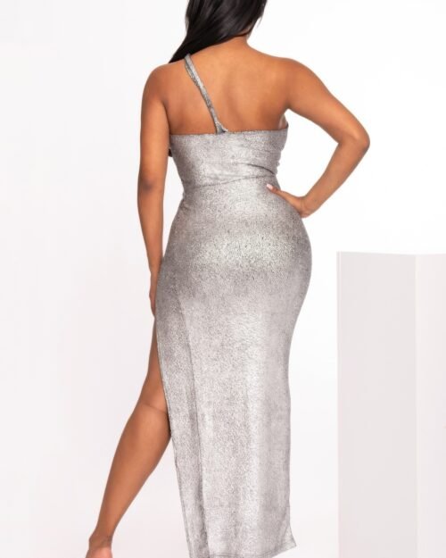 one shoulder slit maxi dress