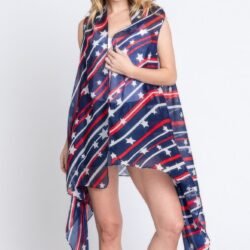 Diagonal Stripes And Stars Print Vest