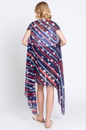 Diagonal Stripes And Stars Print Vest