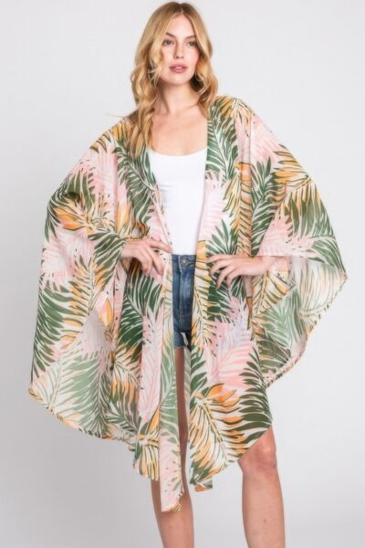 Tropical Print Cover Up Shawl for Women