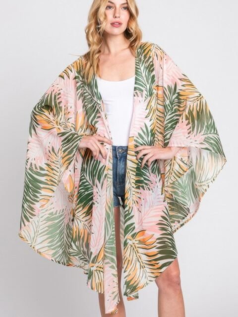 Tropical Print Cover Up Shawl for Women