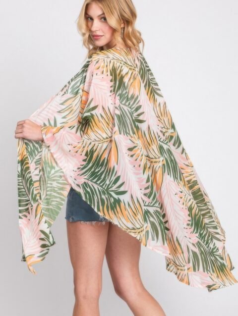 Tropical Print Cover Up Shawl for Women
