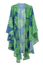 Tropical Leaves Print Shawl Cover-up - Image 4