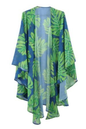 Tropical Leaves Print Shawl Cover-up Tropical Leaves Print Shawl Cover-up