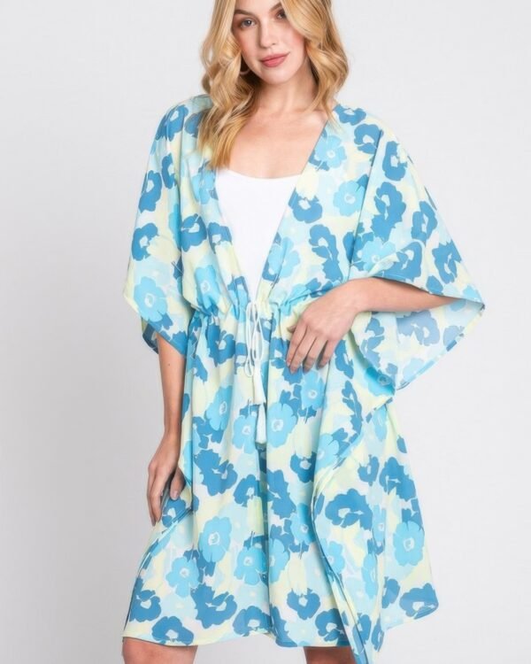 Floral Print Cover Up - Self-Tie Open Front