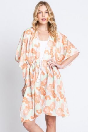 Floral Print Cover Up | Self-Tie Open Front Floral Print Cover Up | Self-Tie Open Front