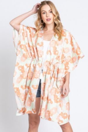 Floral Print Cover Up | Self-Tie Open Front Floral Print Cover Up | Self-Tie Open Front