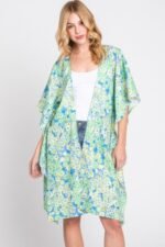 Flower Print Self-tie Drawstring Open Front Cover - Image 2