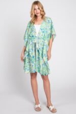 Flower Print Self-tie Drawstring Open Front Cover - Image 3