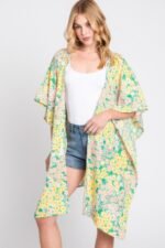 Flower Print Self-tie Drawstring Open Front Cover - Image 6